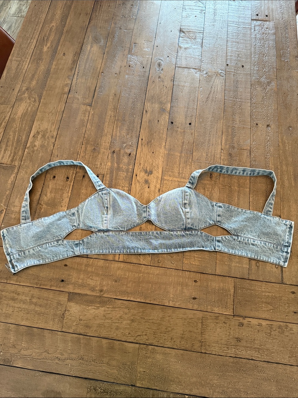 AFRM Light Blue Denim Cutout Bralette